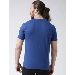 Kicky Media Group Mens Blue Solid 100% Cotton Round Neck T-Shirt view 2