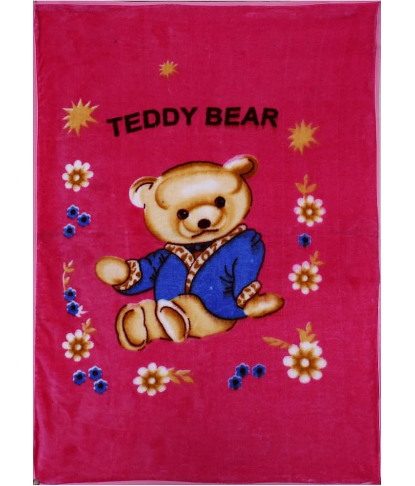 AJ Home - Pink Flannel Hooded Baby Blanket ( Pack of 1 )