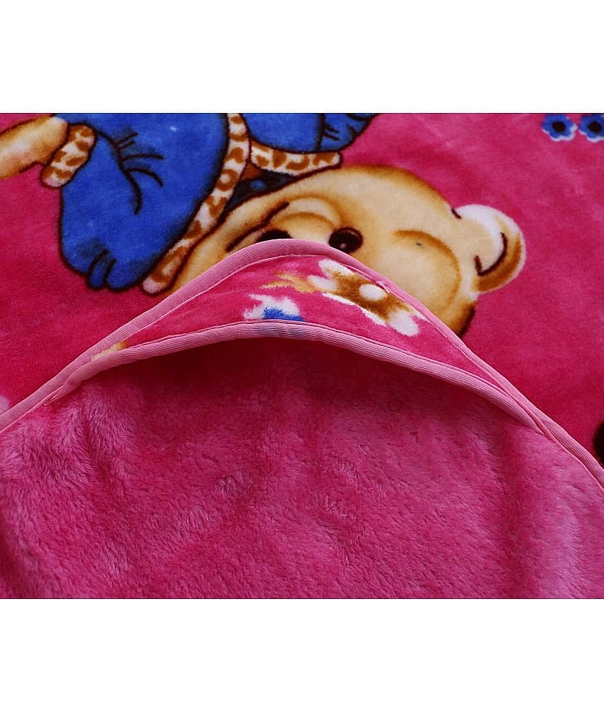 AJ Home - Pink Flannel Hooded Baby Blanket ( Pack of 1 ) view 2