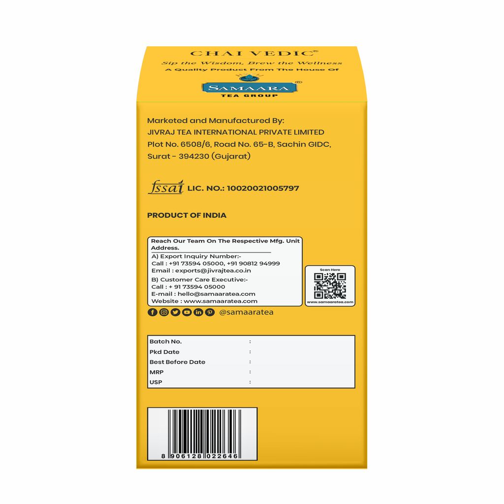 Chai Vedic Ginger Honey Herbal Infusion Tea, Soothing Blend with Lemongrass, Licorice and Fennel, Tea Bags view 2