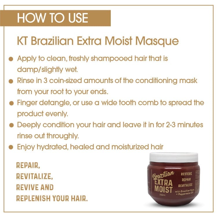 Brazilian Extra Moist Hair Masque | Enriched with Brazilian Nut & Peppermint Oil | Restores & Revitalizes Dry, Damaged Hair | Sulfate-Free, Paraben-Free | 250ml view 2