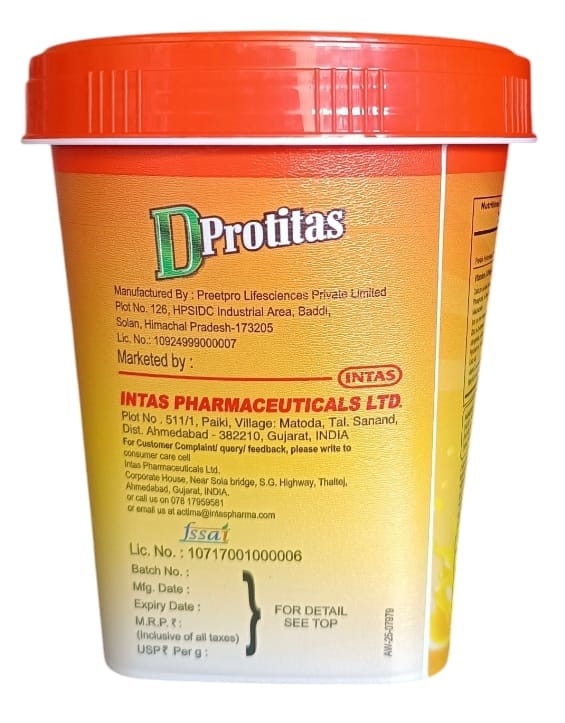 Intas D Protitas Kesar Badam Multivitamin & Protein Powder - 200g(pack of 2) view 2
