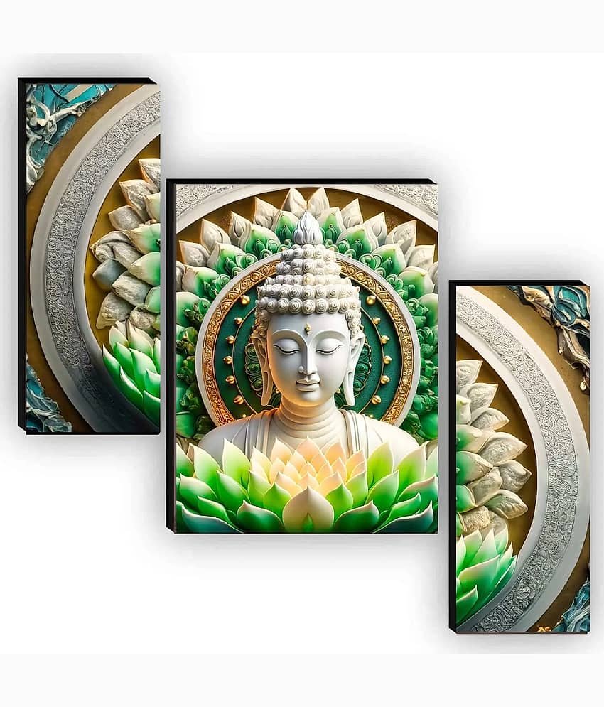 SNDArt Set Of 3 Lord Buddha Wall Paintings For Living Room Gift Items 12 x 18 inch view 2