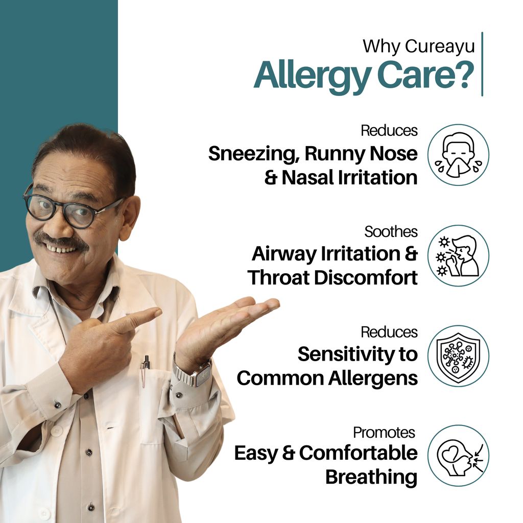 Cureayu Allergy Care Capsules | Ayurvedic Respiratory & Allergy Support | For Easy Breathing view 2