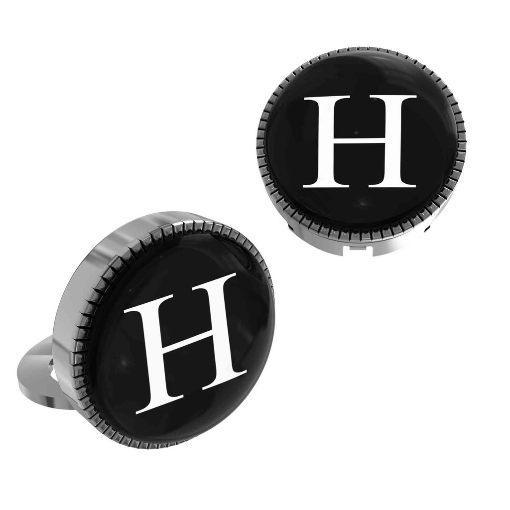 The Smart Buttons - Shirt Button Cover Cufflinks for Men - Personalized Initials - H view 2