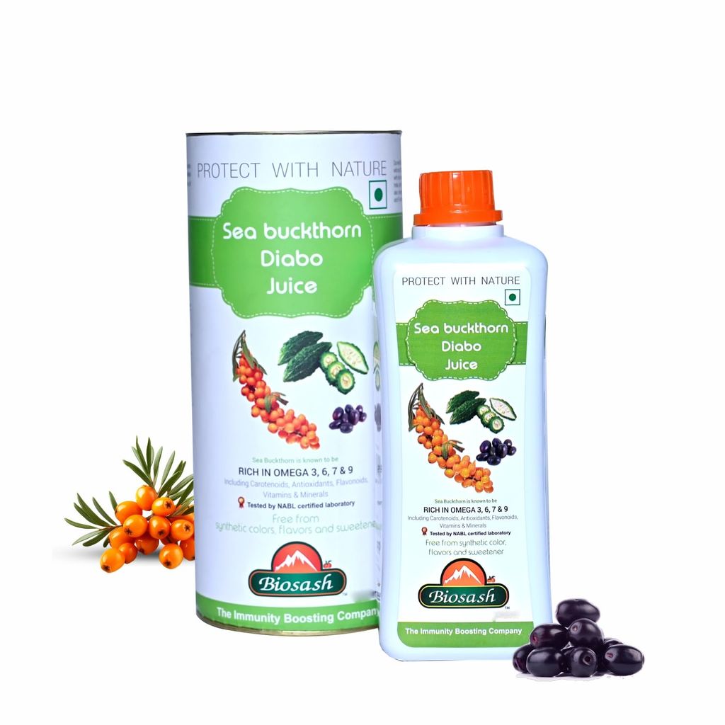 Biosash Seabuckthorn Diabo Juice 250ml | Organic Herbal Juice with Omega 3 6 7 9 | Metabolic Health & Energy Support | Natural Seabuckthorn Supplement for Sugar Balance & Daily Immunity
