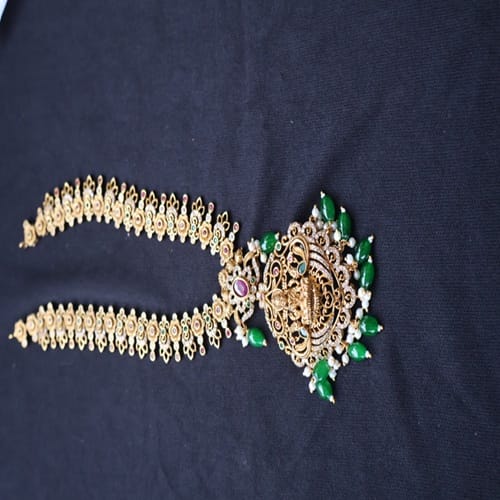 KAVALI Antique Gold Necklace Set with Earrings view 2