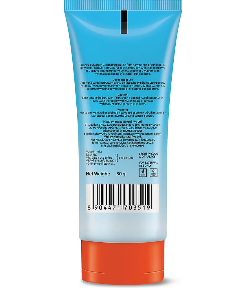 Yuthika Sunscreen SPF 50 PA++++ with UVA & UVB Protection 30g, Dermatologically Tested Sunscreen Cream for Women and Men view 2
