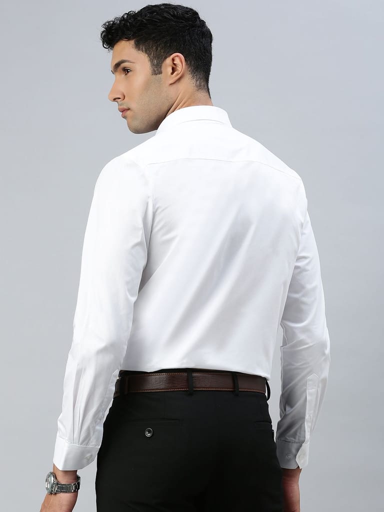 Mens 100% Cotton White Shirt Full Sleeves Cool Cotton view 2