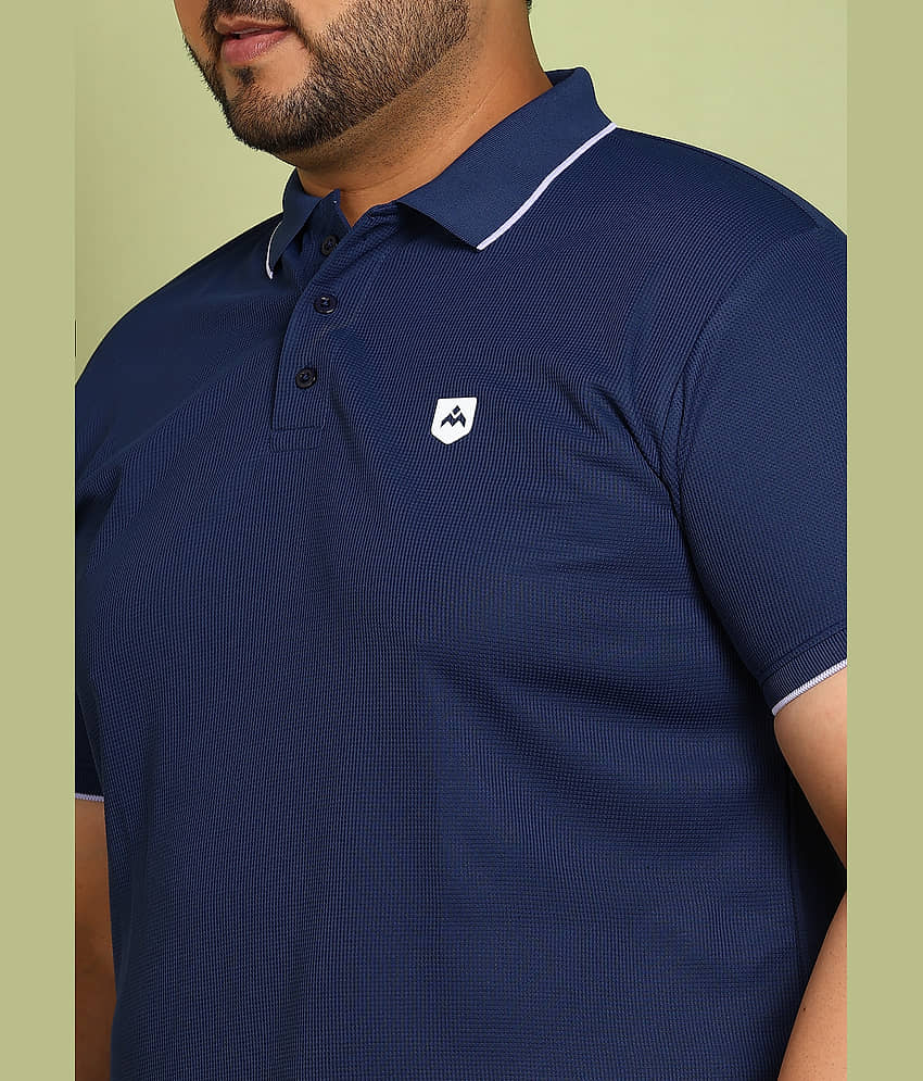 ADWYN PETER Pack of 1 Cotton Regular Fit Solid Half Sleeves Men's Polo T Shirt ( Blue ) view 2
