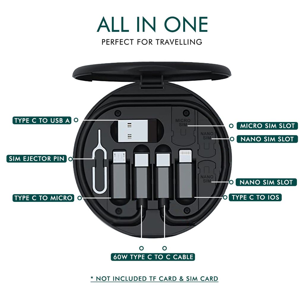 60W 4-in-1 Fast Charging Data Cable Kit with Multiple Adapters & Stand view 2