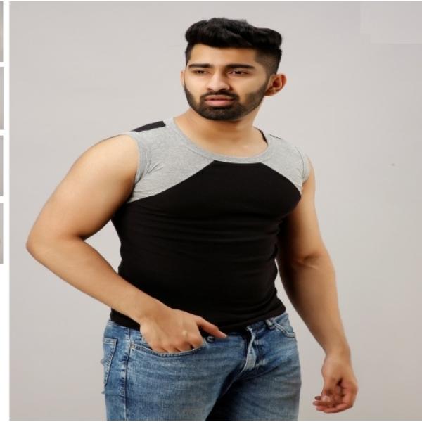 Men's Round Neck Vest Black (Pack of 01 pcs) view 2