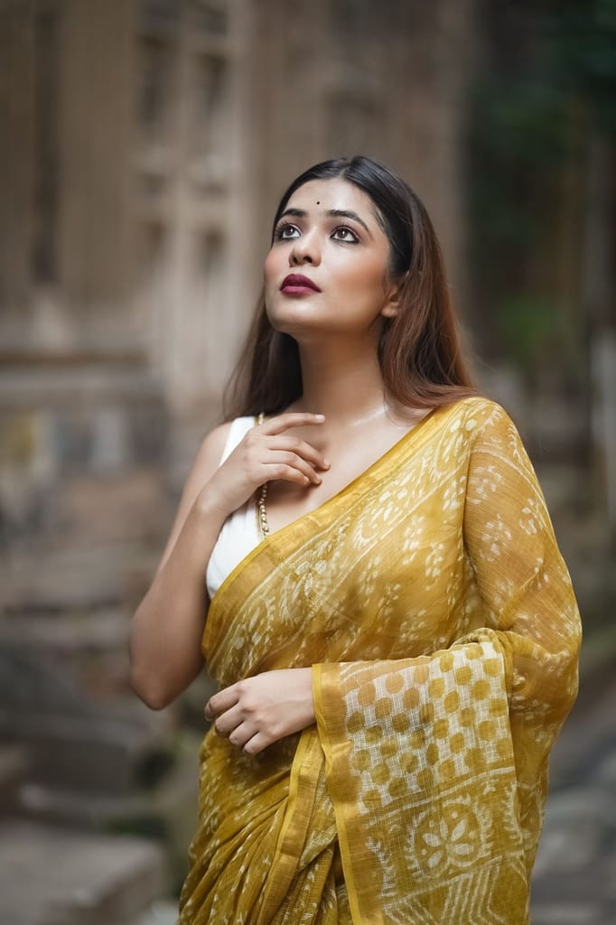 KaisorI Malhar Champa Kota blockprinted cotton silk saree view 2