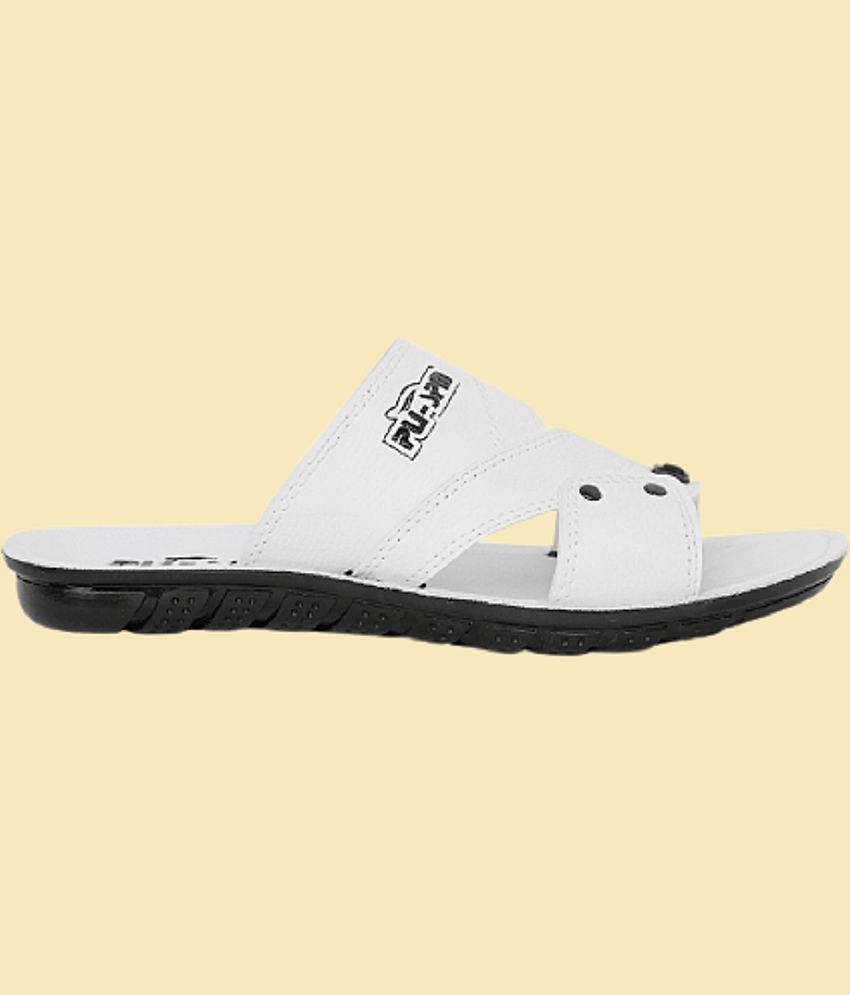 PU-SPM White Men's Leather Slipper view 2