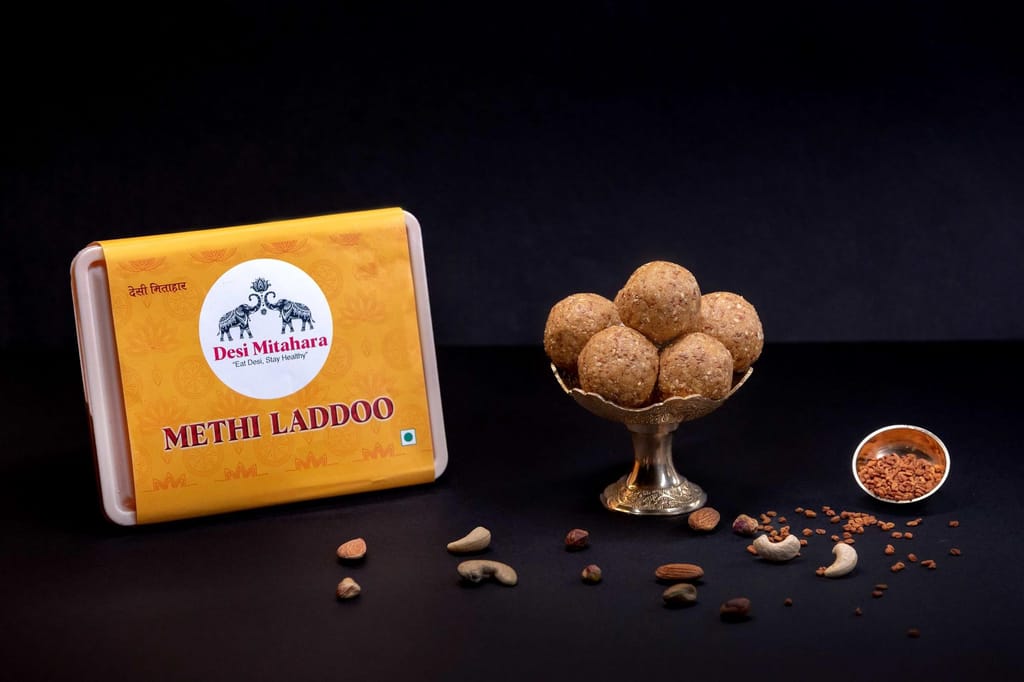 Desi Mitahara's Methi, Nachani, Multigrain Ladoo Combo Pack - Prepared with Natural Ingredients - Traditional Indian Sweet - 480g Pack - No Artificial Colours - Suitable for All Ages view 2
