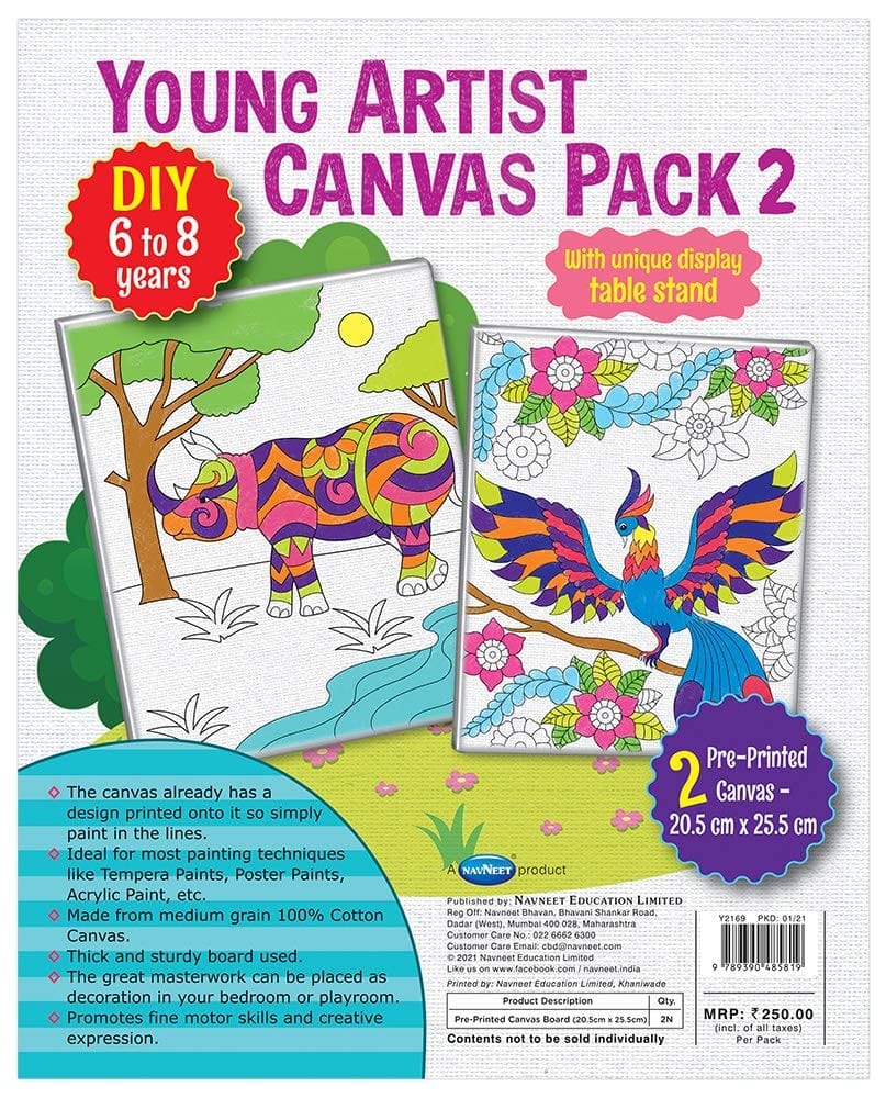 Navneet Young Artist Canvas Pack 2 - for 6 to 8 Years Kids (Pack Contains 2 Canvas Boards) view 2