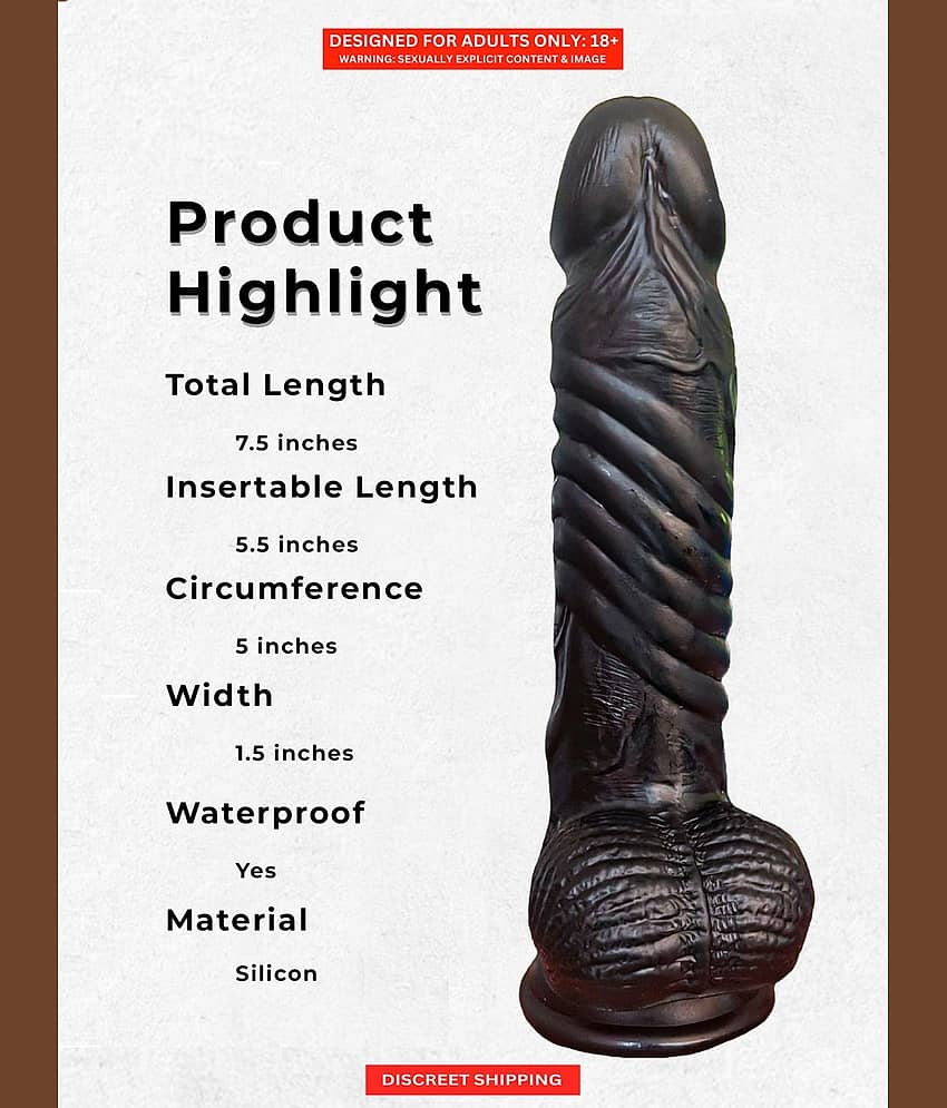 Premium 7 Inch Black Realistic Dildo with Strong Suction Cup HandsFree Spiral Soft Silicone Sex Toy for Women view 2