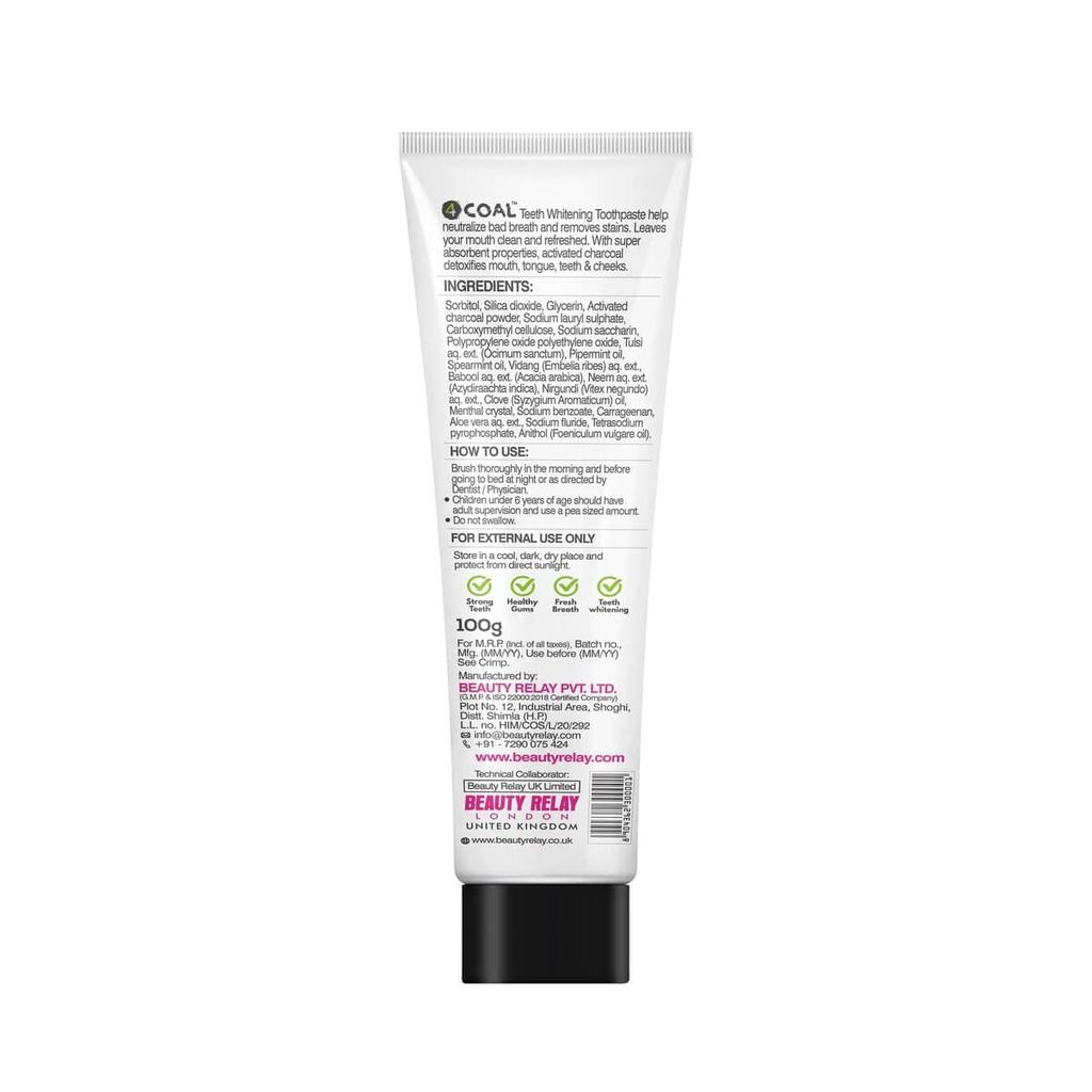 4coal Activated Charcoal Teeth Whitening Toothpaste - 100g view 2