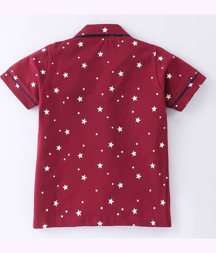 Nite Flite Pack of 1 Boys 100% Cotton Nightsuit Set ( Red ) view 2
