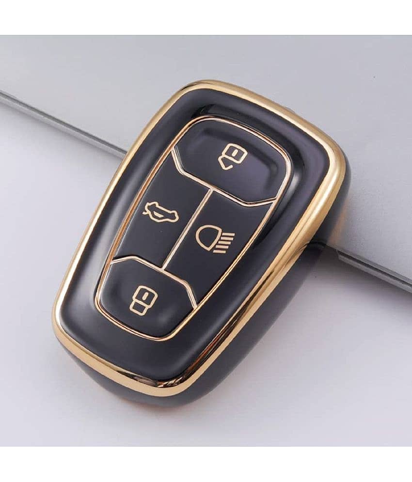 TPU Key Cover Compatible with Tata Nexon | Harrier | Safari | Altroz | Tigor | EV | Punch | Tiago EV Electric 4 Button Smart Key Only (Black) view 2
