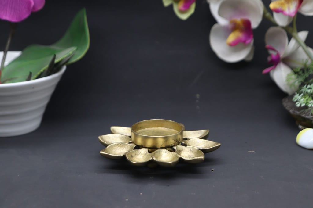 Handcrafted Brass Candle/ Diya Stand view 2