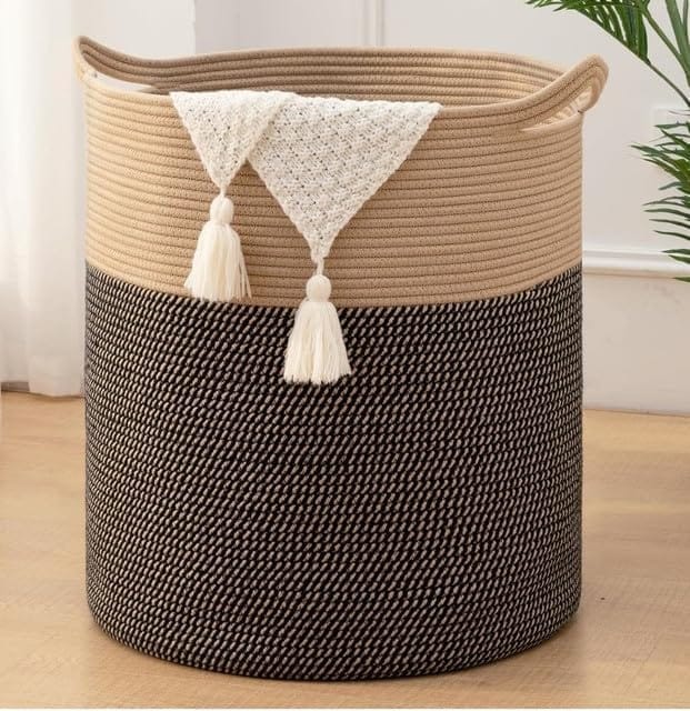 Generic Cotton 12x14 Inch - Mix Storage Basket For Clothes With Out Lid (Dark-Brown)-PID66354 view 2