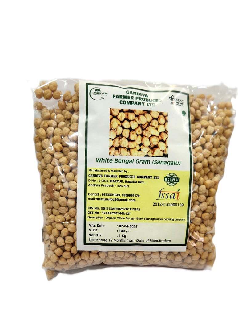 Organic White Bengal Gram (Sanagalu) 1 Kg GANDIVA FPC