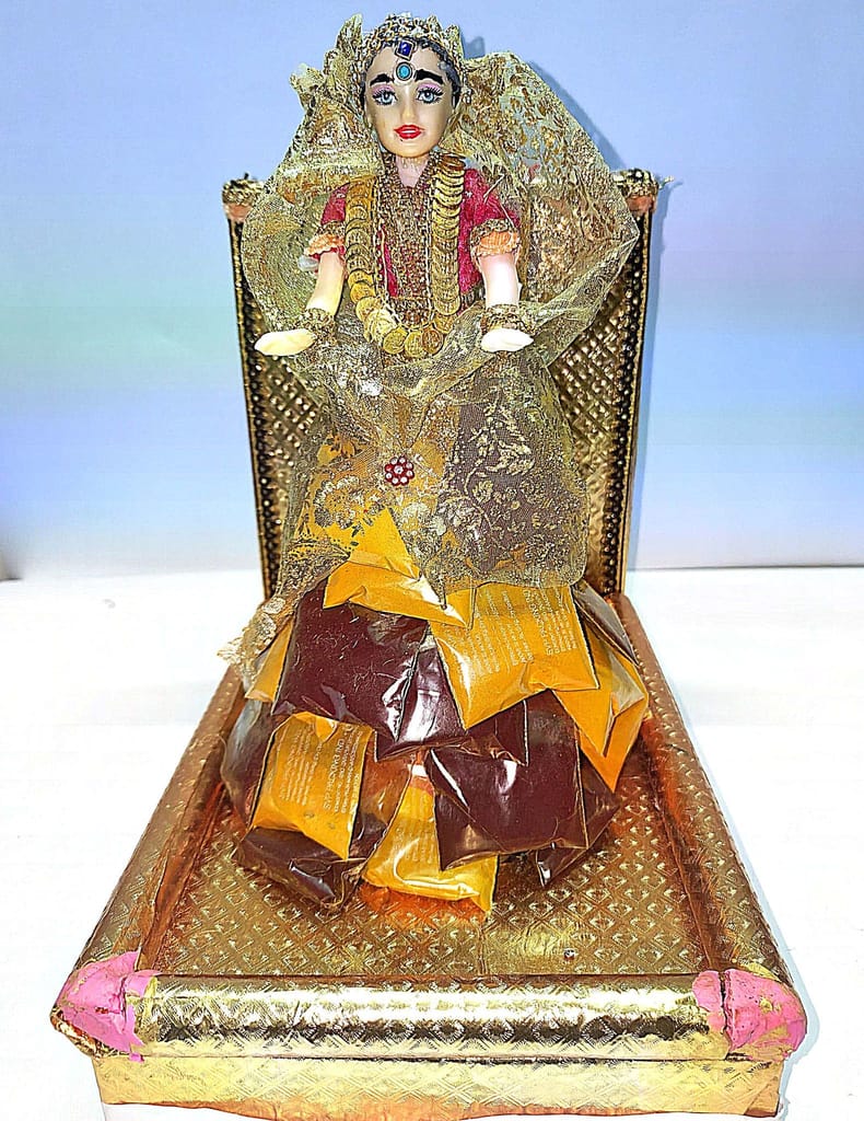 SVPupaoninigng Gold Plated Sitting Laxmi Idol for Diwali Puja/Laxmi Aarti/Home Decor/Office Decor/Car Dashboard** view 2
