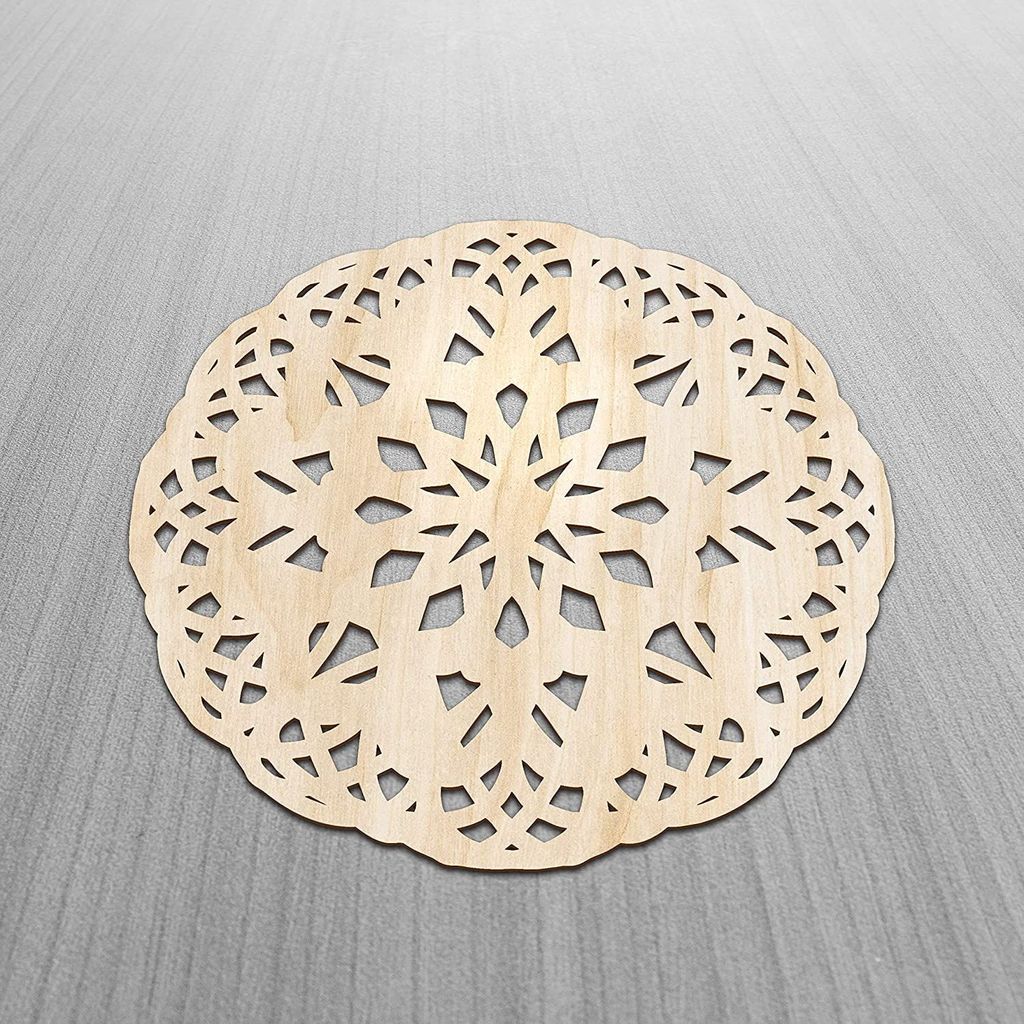 Haoser Mandala Wooden Wall Art, Traditional Star Ornament Polygonal Details, Birch Wood Plywood Rustic Wall Art Accent for Hallway Bedroom Living Room Cafes and Offices (Mandala Design-5_30CM) view 2