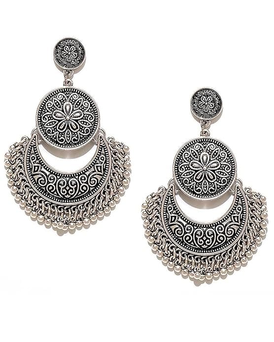 Fashion Jewellery for women Afghani Tribal Oxidised Dangler Earrings for Girls and Women view 2