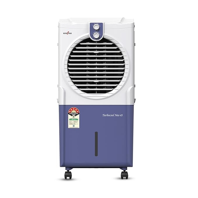 Kenstar TurboCool Neo HC 45 Air Cooler with Honeycomb Cooling Media, 45L, 100W, White & Blue