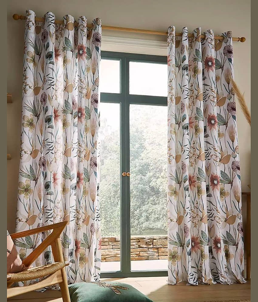 V21 decod Graphic Room Darkening Eyelet Curtain 9 ft ( Pack of 1 ) - White view 2