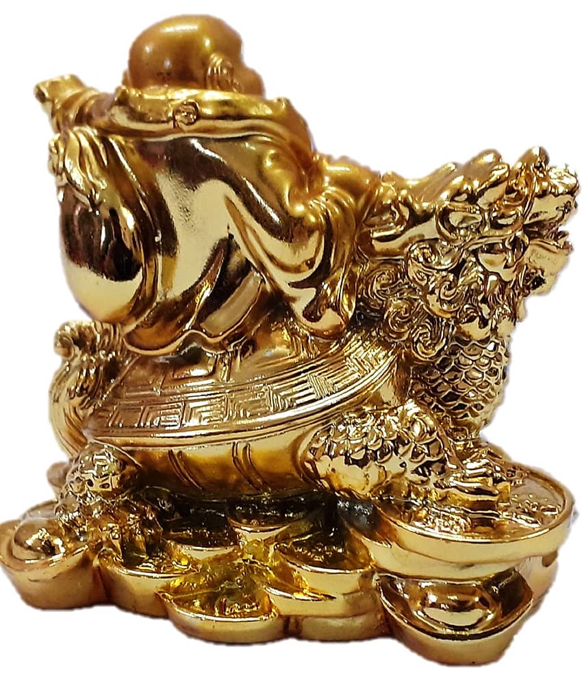 AFTERSTITCH laughing buddha idol statue on money bag vastu & fengshui car dashboard idol 8 cm (Pack of 1) view 2