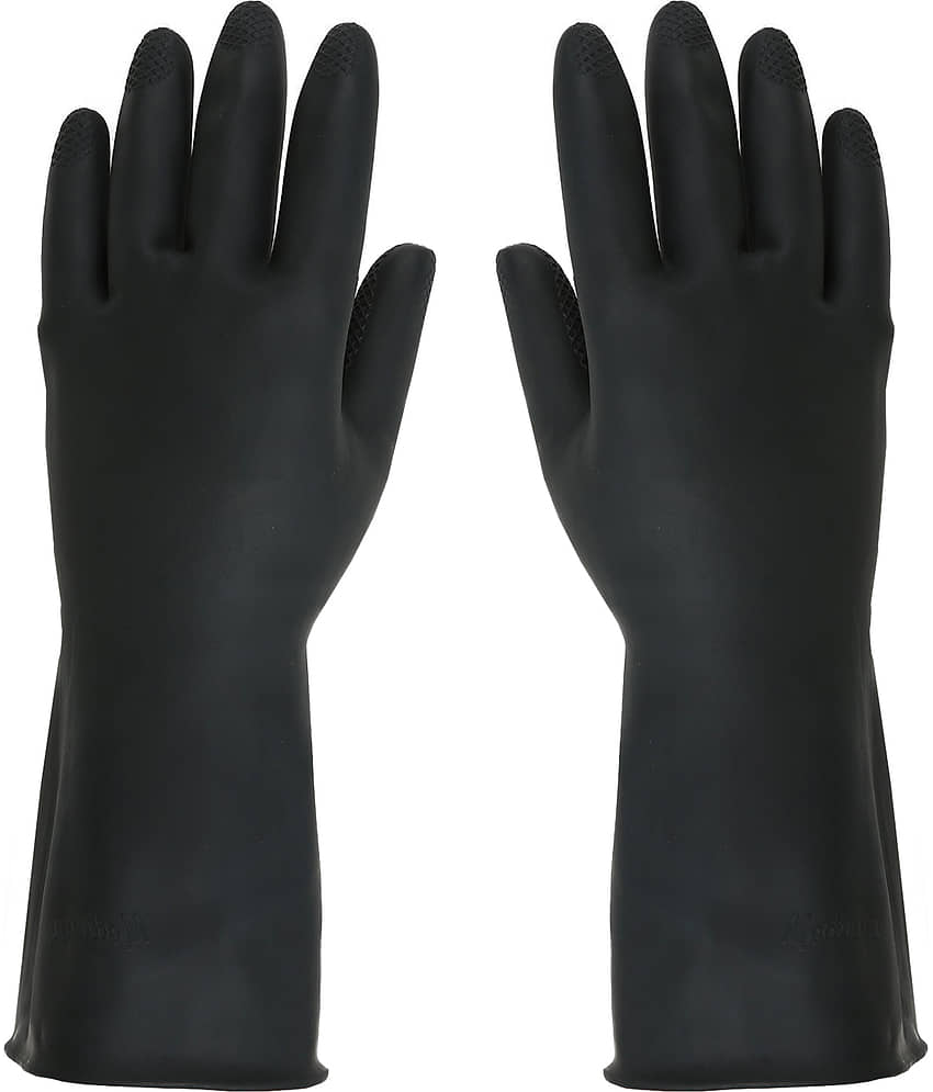 Black Rubber Waterproof, Reusable Multi-Purpose Cleaning Glove Black Cleaning Kit For view 2