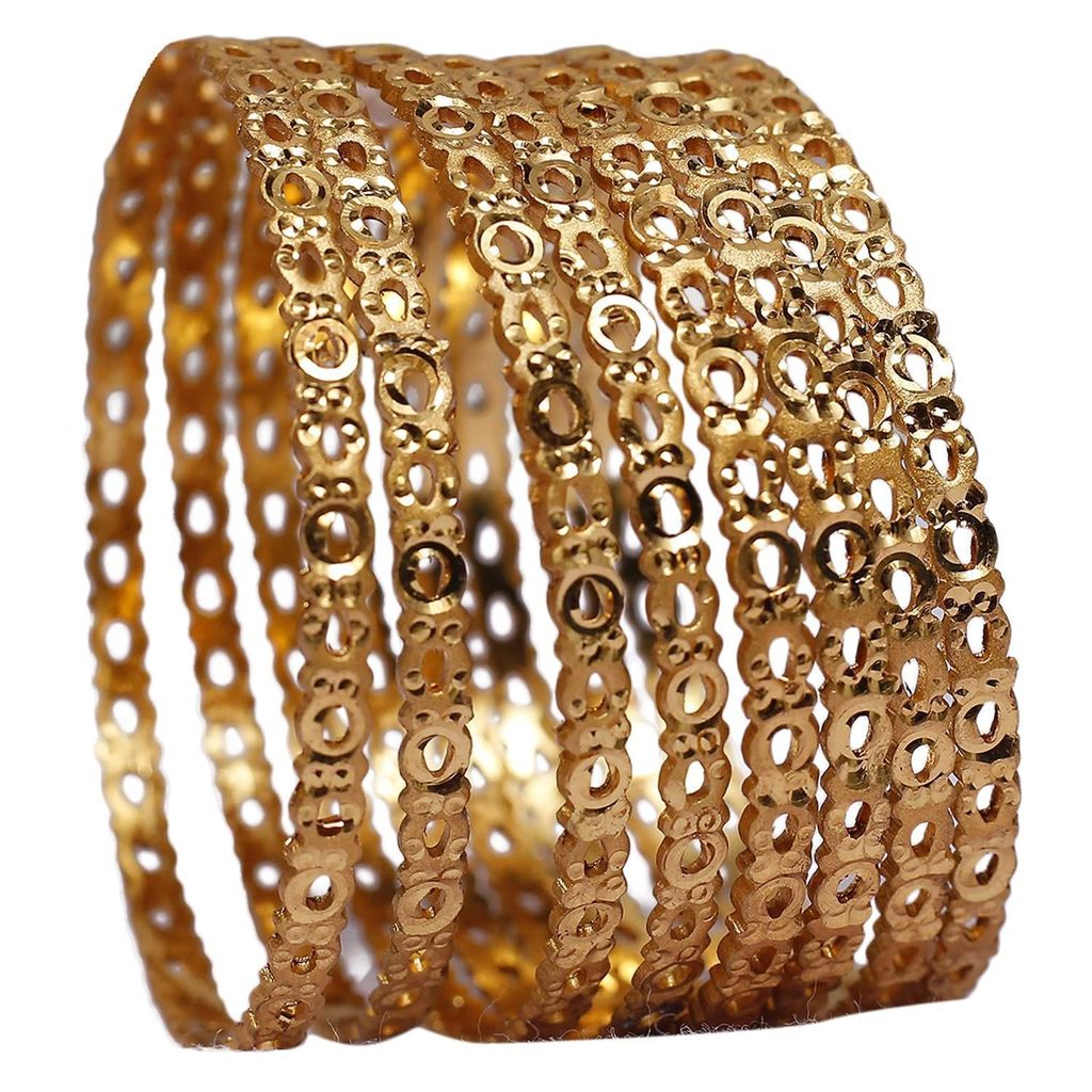 Traditional Fancy Designer Casual Party Original Hand Work Gold Plated Bangles for Women/ Womens Fashion/ Set of 8 view 2