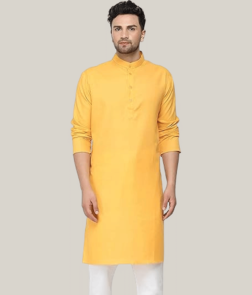 Balaji's Cotton Blend Plain Regular Kurta For Men ( White )