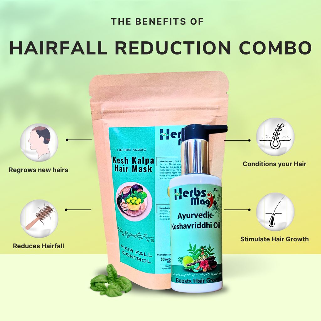 Herbs Magic Ayurvedic Keshavriddhi Hair Oil, 100ml & Hair Mask, 70gm duo For Men & Women, Helps In Hair Growth & Thickness, For All Hair Types, No Paraffin, Mineral Oil, Preservatives & Chemicals, 150ml view 2