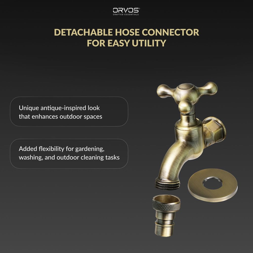 Orvos Water Tap, Monarch, Full Brass Faucet, Antique Copper Color, for Gardens, Watering Plants, and Outdoor Washing Machines view 2