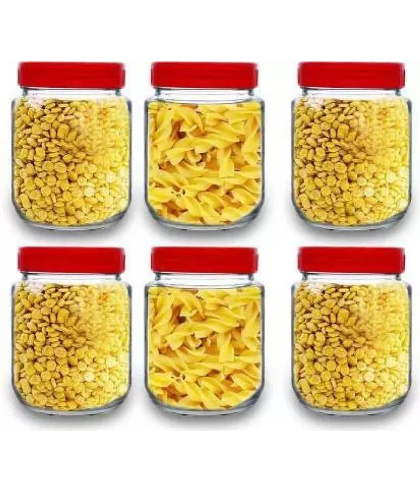 skwaion - Red Glass Food Container ( Set of 6 ) - 35 ml