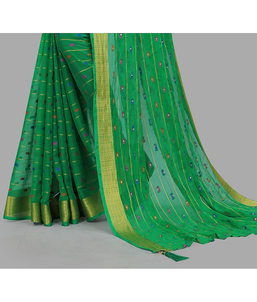 Rhey Chiffon Embellished Saree With Unstitched Blouse Piece ( Black ) view 2