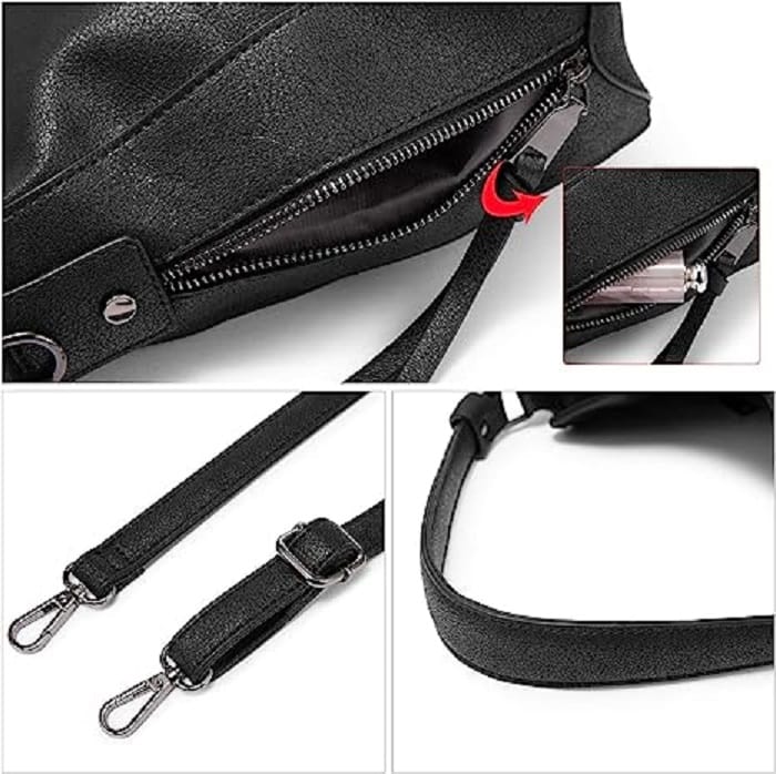 Lychee bags Women Pu Black Handbag Shoulder Hobo Bag view 2