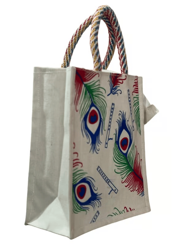 Peacock Feather & Flute Printed Tote Bag view 2
