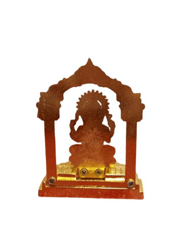 Gold-Plated Sitting Ganesha Statue with Arch view 2