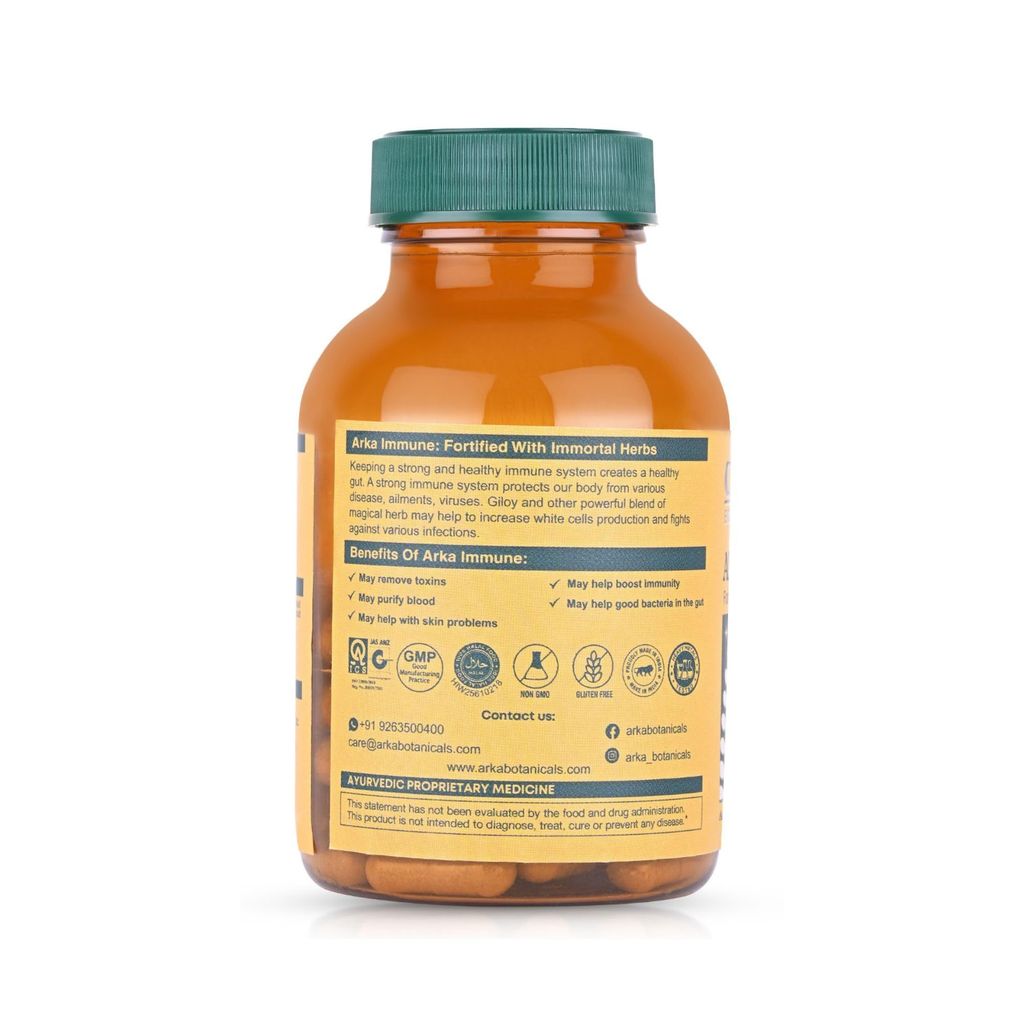 Arka Botanicals Arka Immune - 60 Veg Capsules | Ayurvedic Immunity Booster with Giloy, Amla & Kalmegh | Antioxidant Support for Immune Health | Vegan & Natural Herbal Supplement view 2