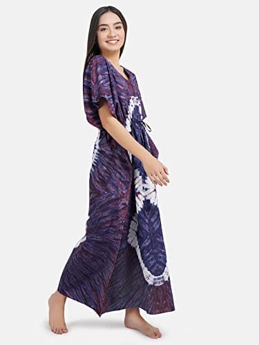 KOI SLEEPWEAR Premium Women Pure Cotton Tie and Dye Kaftan Nightdress (Free Size) view 2