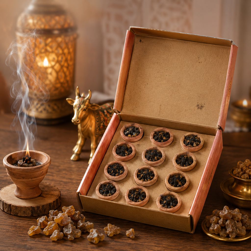 SATYAWATI Haridwar Dham Gayatri Yukta Sambrani Cup | Guggal & Loban Dhoop Cups | 100% Natural Premium Hawan Dhoop | Long Lasting Fragrance for Puja, Meditation & Spiritual Rituals | Pack of 2 (12 Cups Each) view 2