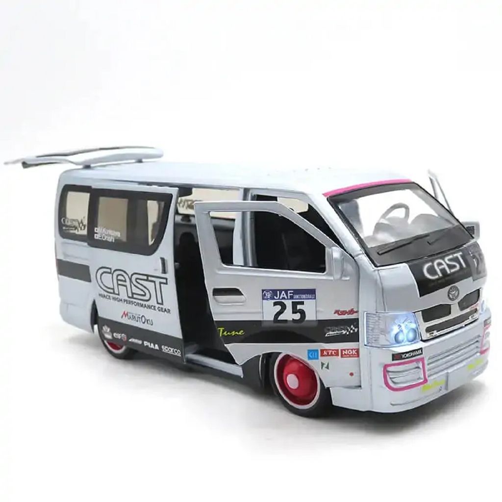 KTRS ENTERPRISE 1:32 Scale Diecast Commercial Vehicle Model Toy Toyota Hiace MPV Pull Back Miniature With Sound Light view 2