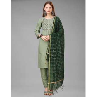 SVB Pista Green Embroideried Kurta Set view 2