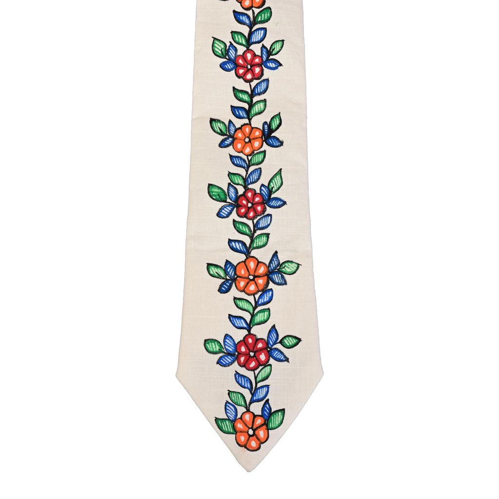 Pure Cotton Handmade madhubani Tie Multi Colour Elegance for Formal and Business Wear, Handcrafted, Handpainted SH (Size standard) view 2