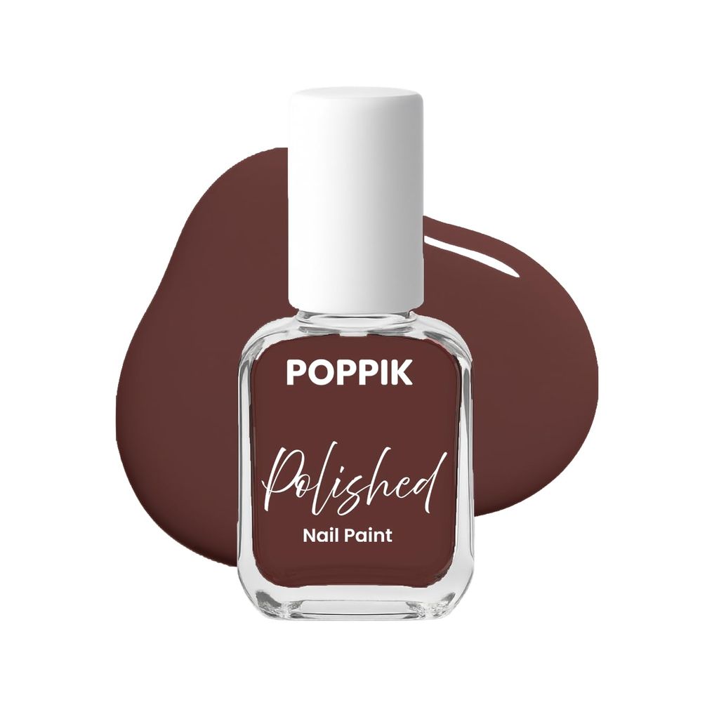POPPIK Polished Nail Paint 8 ml, Quick-Dry, Long-Lasting & Chip-Resistant Nail Colour with Intense Pigment, Waterproof & Scratch-Proof, Satin Finish, Non-Toxic & Skin-Friendly